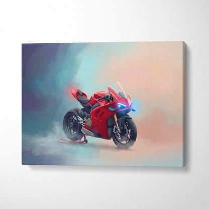 Ducati Panigale V4S Inspired Motorcycle Wall Art, Supersport Canvas Print & Racing Enthusiast Decor