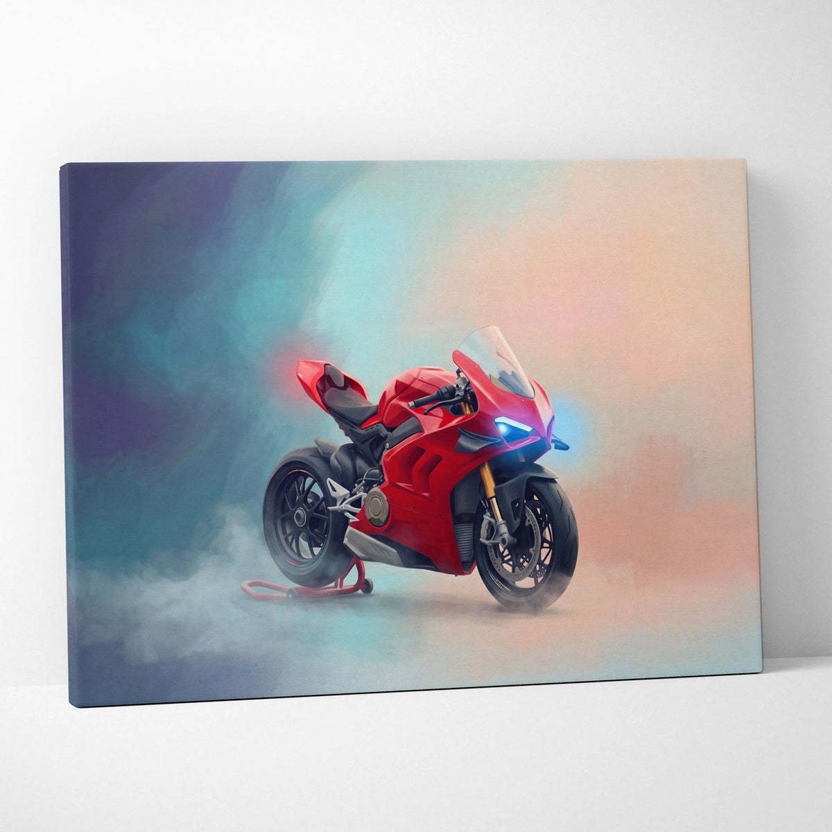Ducati Panigale V4S Inspired Motorcycle Wall Art, Supersport Canvas Print & Racing Enthusiast Decor