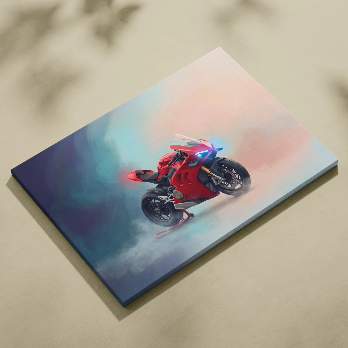 Ducati Panigale V4S Inspired Motorcycle Wall Art, Supersport Canvas Print & Racing Enthusiast Decor