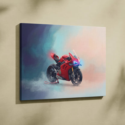 Ducati Panigale V4S Inspired Motorcycle Wall Art, Supersport Canvas Print & Racing Enthusiast Decor