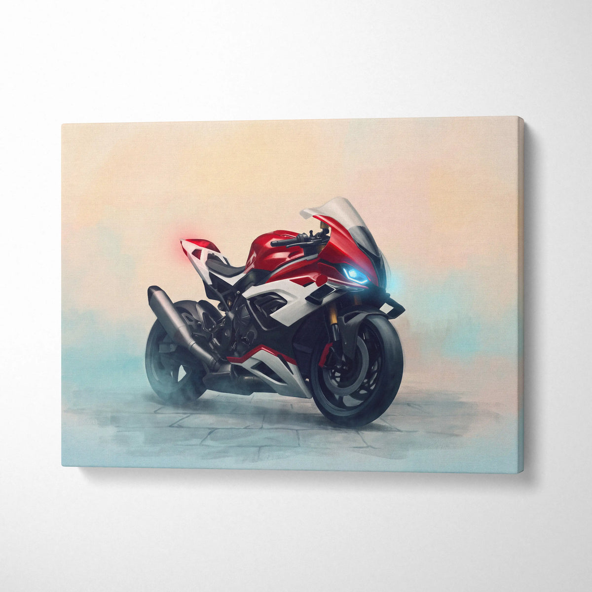 BMW S1000RR Inspired Sport Bike Wall Art, Motorsport Racing Print and Rider Gift