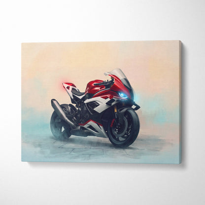 BMW S1000RR Inspired Sport Bike Wall Art, Motorsport Racing Print and Rider Gift