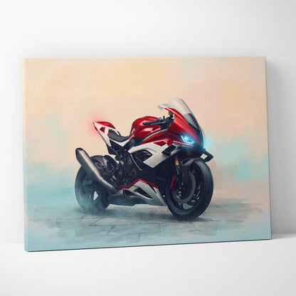 BMW S1000RR Inspired Sport Bike Wall Art, Motorsport Racing Print and Rider Gift