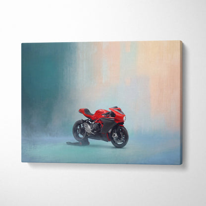 MV Agusta Superveloce Inspired Motorcycle Wall Art, Retro Canvas Print & Classic Cafe Racer Decor