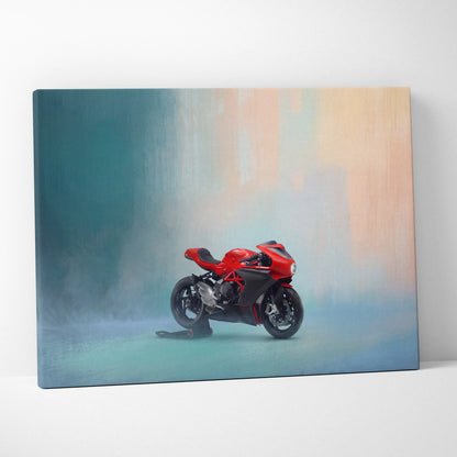 MV Agusta Superveloce Inspired Motorcycle Wall Art, Retro Canvas Print & Classic Cafe Racer Decor