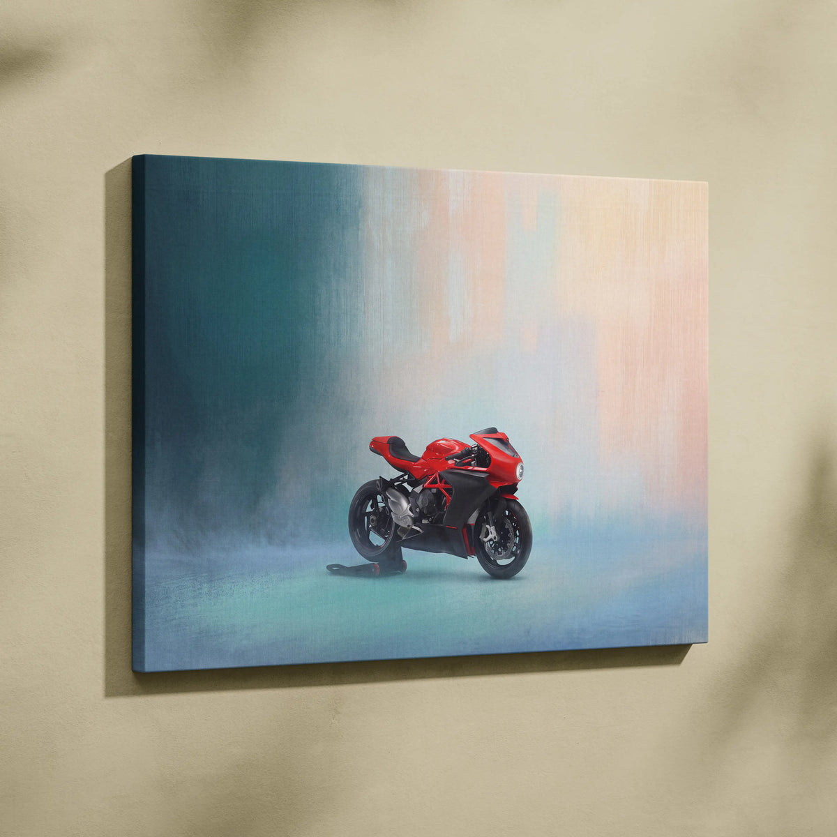 MV Agusta Superveloce Inspired Motorcycle Wall Art, Retro Canvas Print & Classic Cafe Racer Decor
