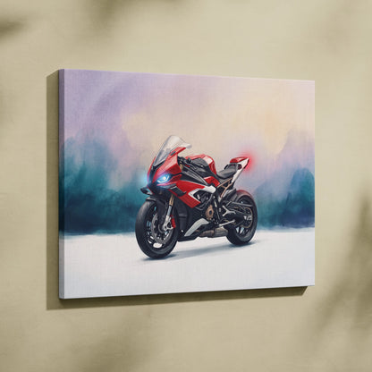 BMW S1000RR Inspired Supersport Wall Art, Superbike Canvas Print & Racing Home Decor