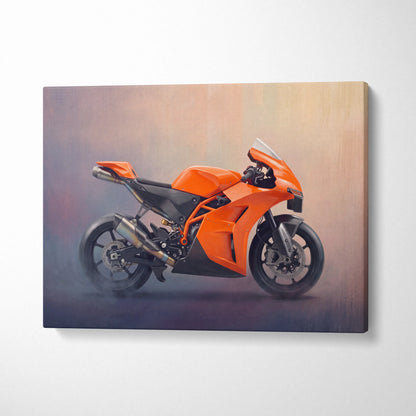 KTM RC 8C Inspired Sport Bike Wall Art, Track Racing Canvas Print & Superbike Decor