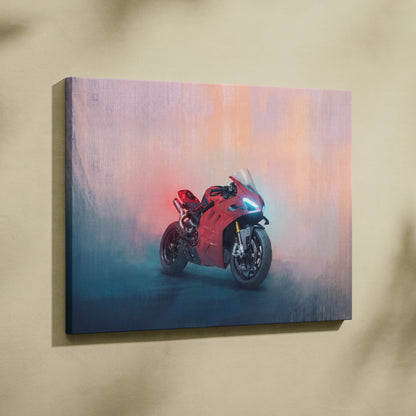 Ducati Panigale V4 Inspired Canvas Art, Supersport Wall Art & Italian Superbike Racing Poster Decor