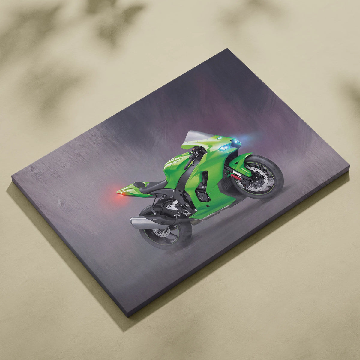 Kawasaki Ninja ZX-10RR Inspired Motorcycle Wall Art, Racing Canvas Art & Superbike Wall Decor