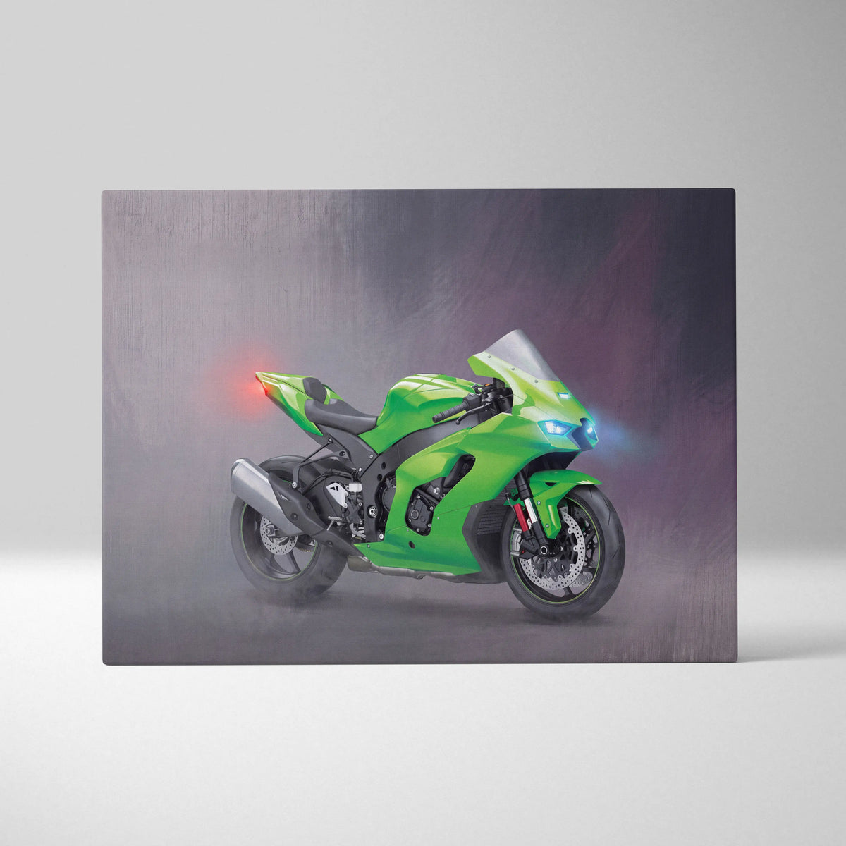 Kawasaki Ninja ZX-10RR Inspired Motorcycle Wall Art, Racing Canvas Art & Superbike Wall Decor
