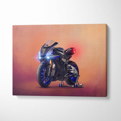Yamaha R1M Inspired Canvas Art, Sport Bike Wall Art, Track Superbike & Garage Poster