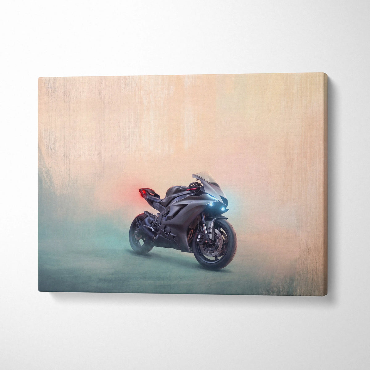 Yamaha YZF-R6 Inspired Sport Bike Wall Art, Stealth Canvas Print & Track Racing Decor