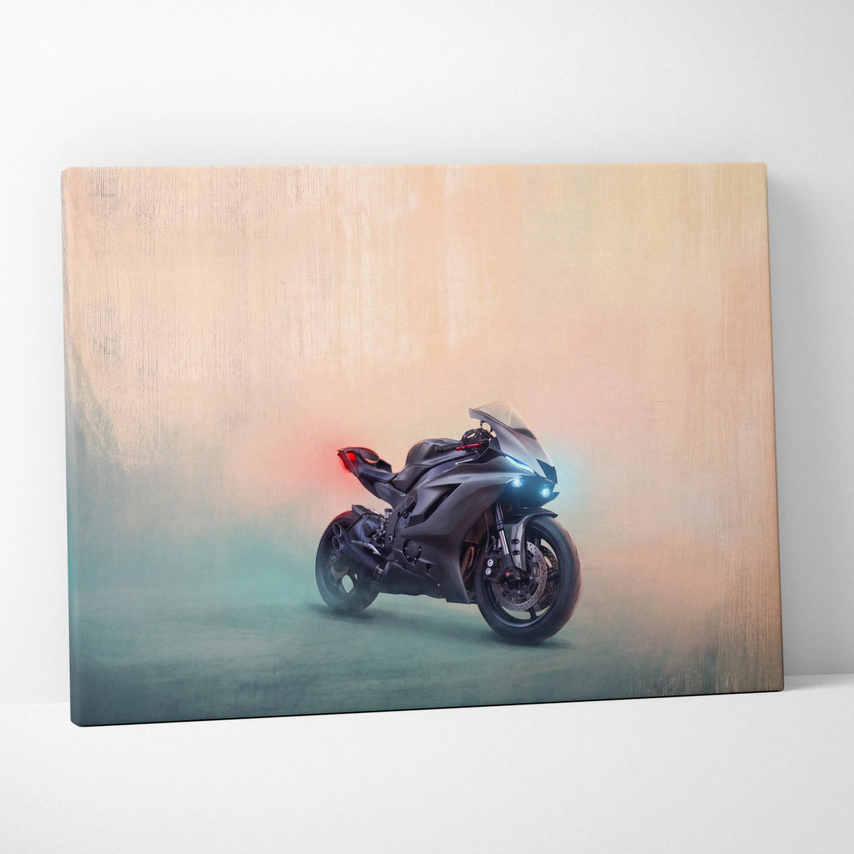 Yamaha YZF-R6 Inspired Sport Bike Wall Art, Stealth Canvas Print & Track Racing Decor