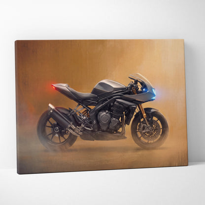 Triumph Speed Triple 1200RR Inspired Motorcycle Wall Art, Naked Bike Canvas Print & Garage Decor