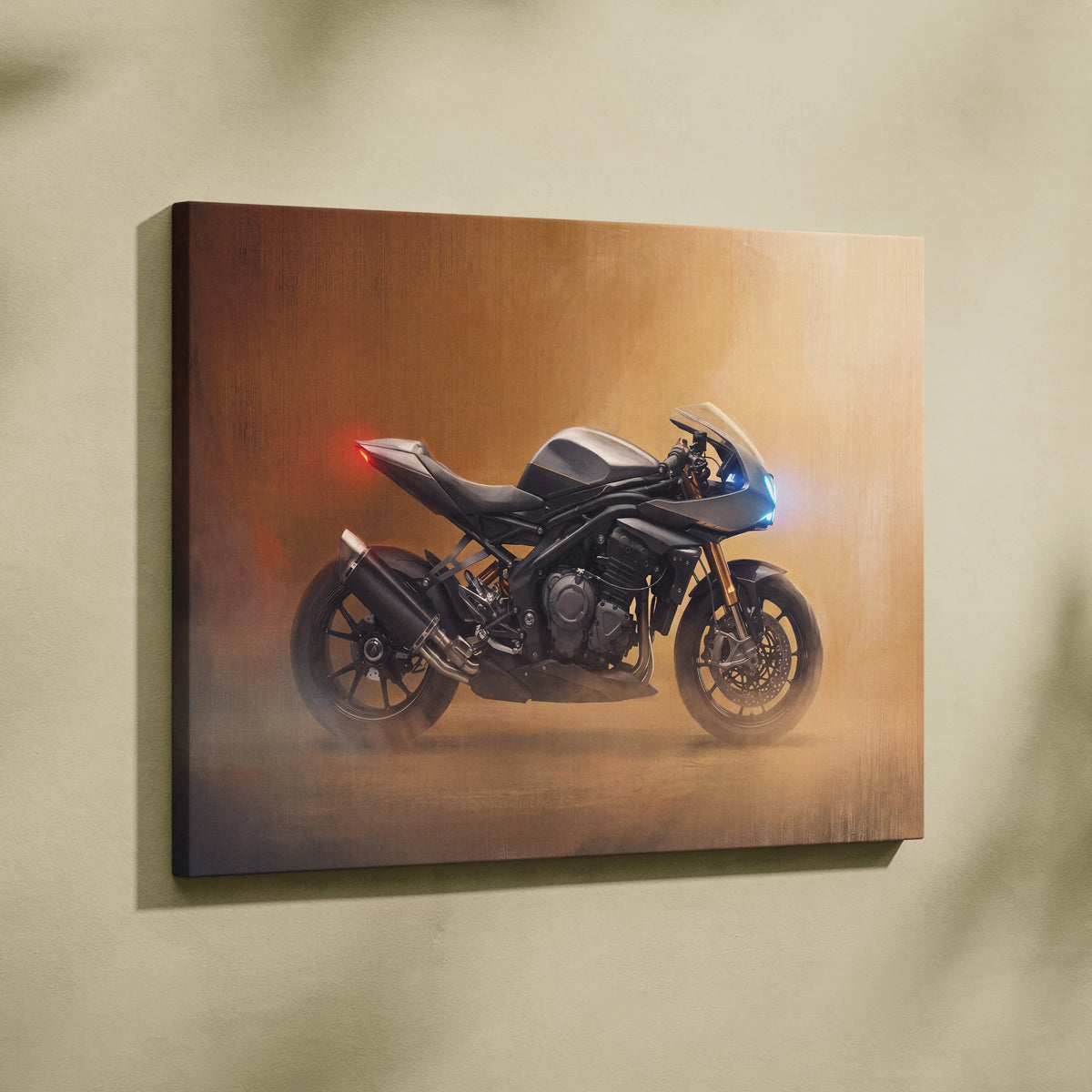 Triumph Speed Triple 1200RR Inspired Motorcycle Wall Art, Naked Bike Canvas Print & Garage Decor
