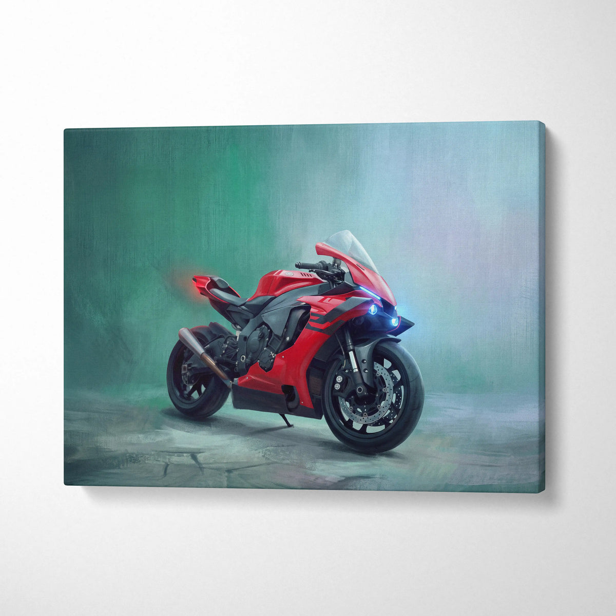 Yamaha R1 Inspired Sport Bike Wall Art, Racing Canvas Art for Motorcycle Enthusiasts