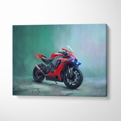 Yamaha R1 Inspired Sport Bike Wall Art, Racing Canvas Art for Motorcycle Enthusiasts