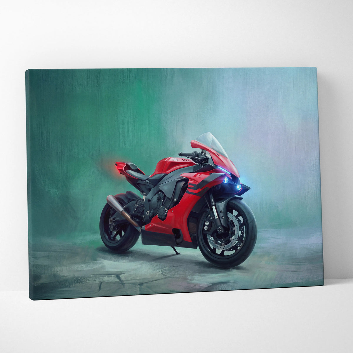 Yamaha R1 Inspired Sport Bike Wall Art, Racing Canvas Art for Motorcycle Enthusiasts