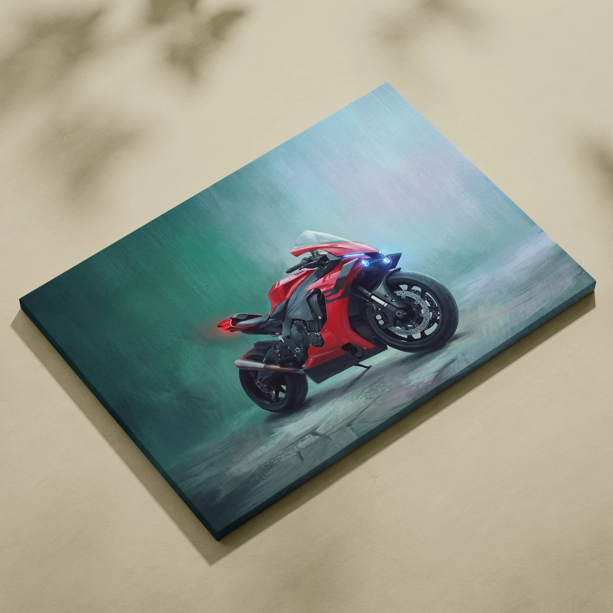 Yamaha R1 Inspired Sport Bike Wall Art, Racing Canvas Art for Motorcycle Enthusiasts