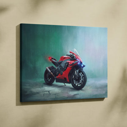 Yamaha R1 Inspired Sport Bike Wall Art, Racing Canvas Art for Motorcycle Enthusiasts