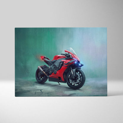 Yamaha R1 Inspired Sport Bike Wall Art, Racing Canvas Art for Motorcycle Enthusiasts