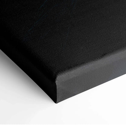 Black edged canvas corner showing textured surface of wall art print.