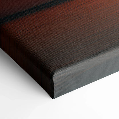 Close-up of textured canvas wall art print with deep red and dark tones at the corner edge.
