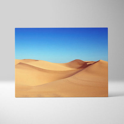 Desert dunes canvas wall art in warm golds and sky blues