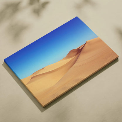 Desert dunes canvas wall art in warm golds and sky blues