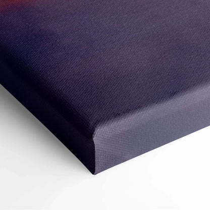 Dreamlike aurora over calm water canvas art in dark navy textured weave