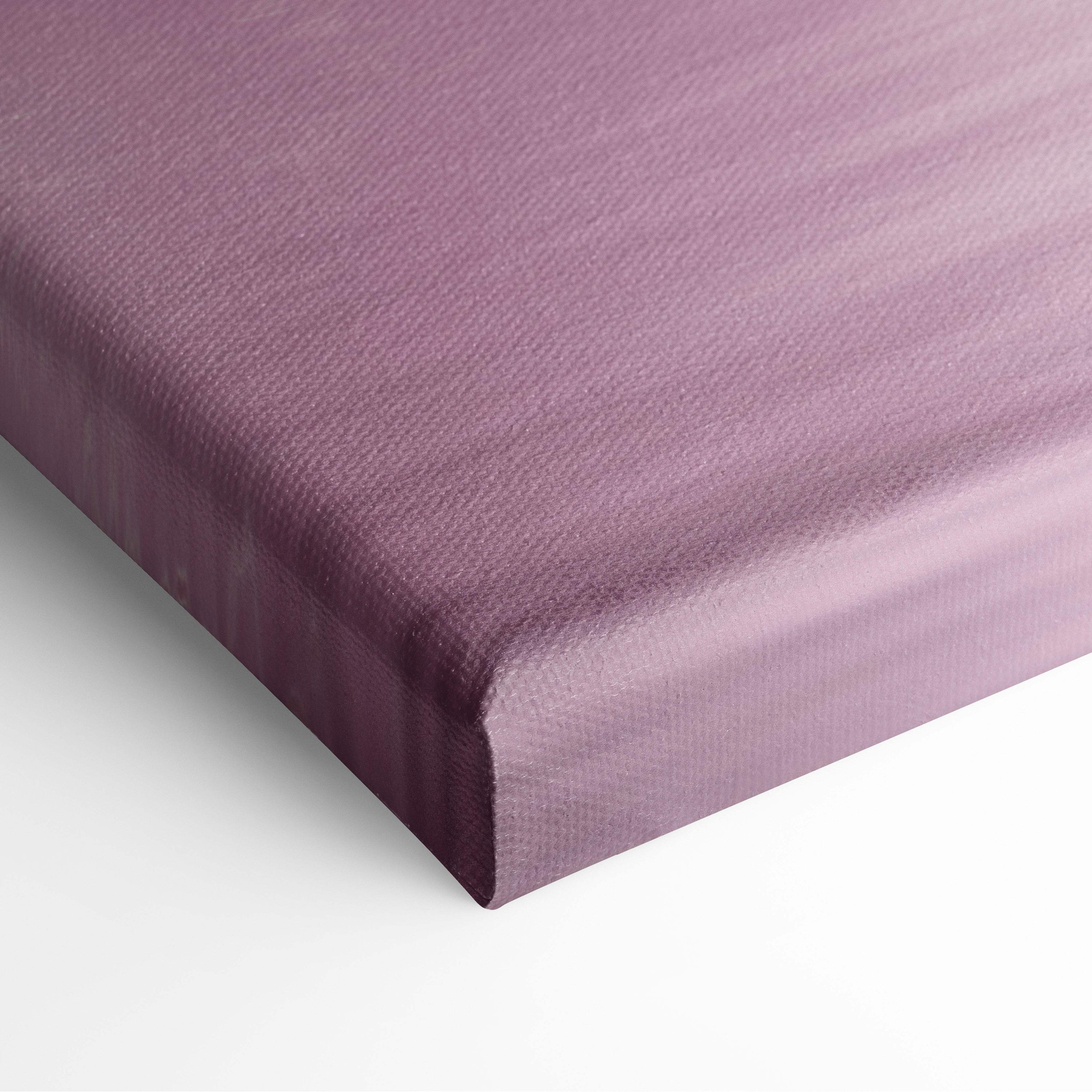 Purple canvas print with textured woven surface pink lightning storm soft purple sky and reflective water wall decor