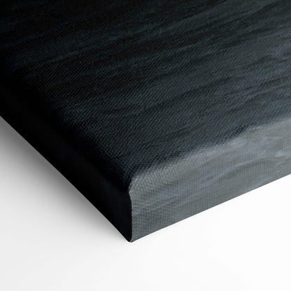Black canvas print with textured fabric surface featuring dark ocean storm seascape for dramatic wall art