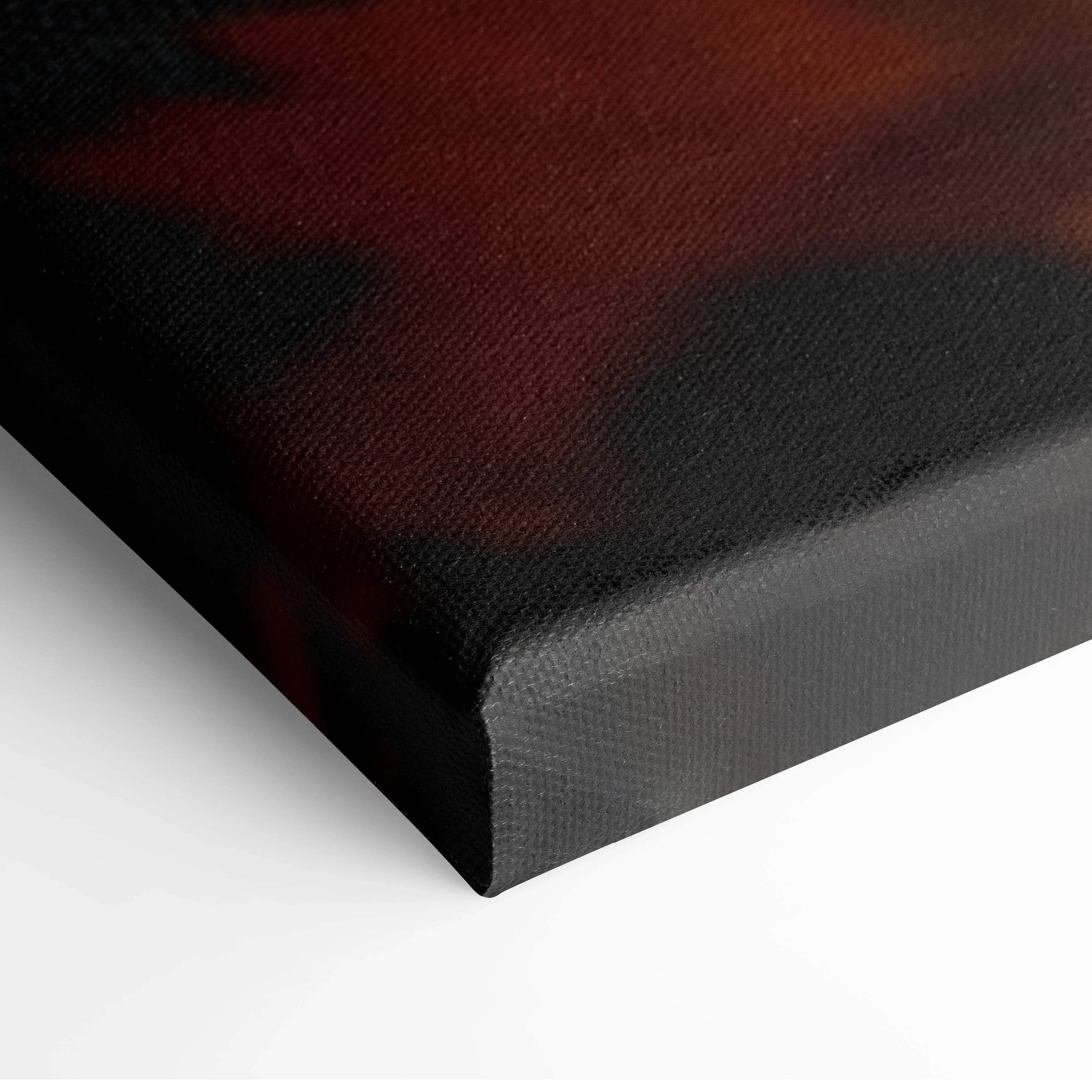 Canvas wall art featuring vibrant autumn foliage in deep red and black tones with textured edges.