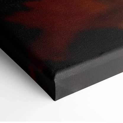 Canvas wall art featuring vibrant autumn foliage in deep red and black tones with textured edges.