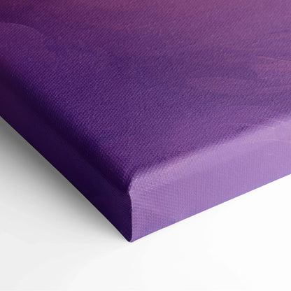 Purple canvas art print with a smooth, folded edge and textured surface for modern wall decor.