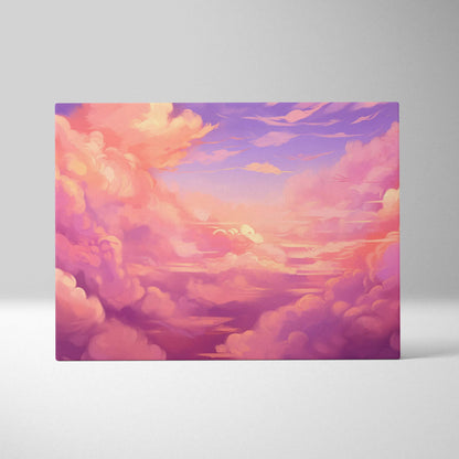 Abstract digital canvas art featuring vibrant pink and purple clouds with hints of orange and blue tones.