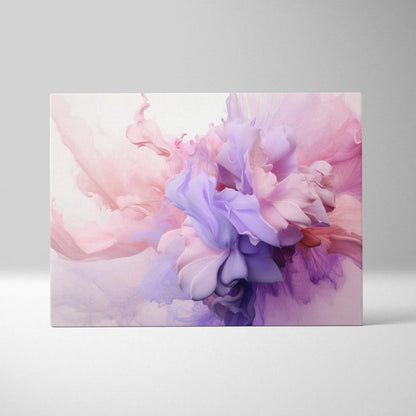 Abstract digital canvas art with flowing pink and purple watercolor shapes and soft gradients.