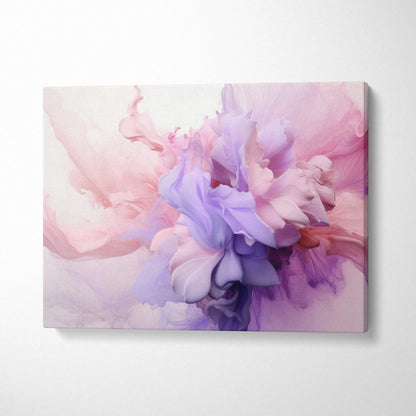 Abstract modern digital art canvas wall print in soft pastel pink and purple hues.