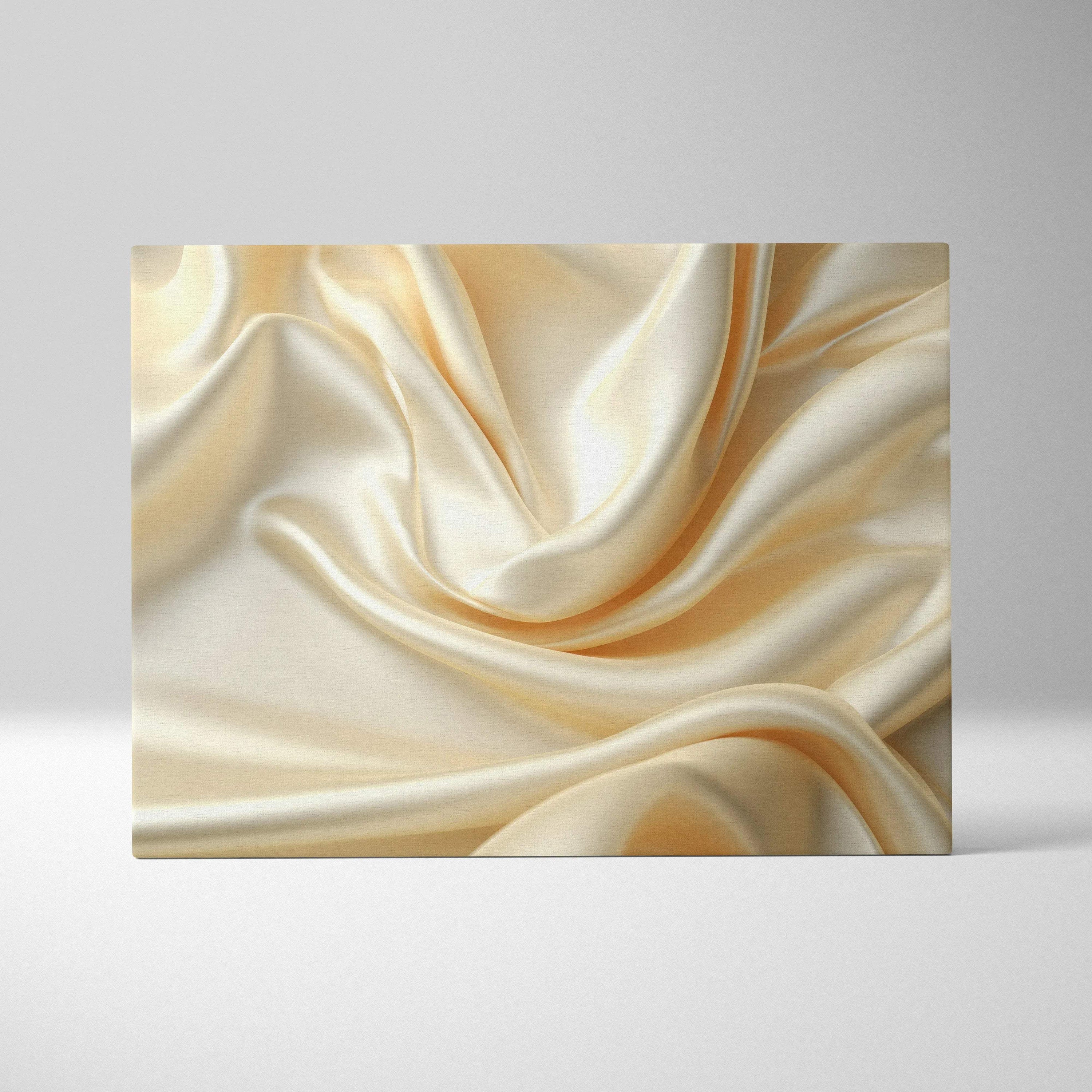 Abstract digital art canvas print featuring creamy beige silk-like folds, modern wall art with smooth, flowing textures.