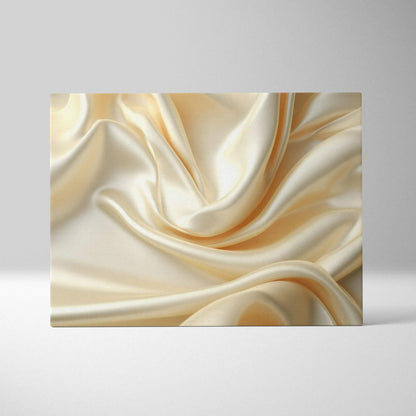 Abstract digital art canvas print featuring creamy beige silk-like folds, modern wall art with smooth, flowing textures.
