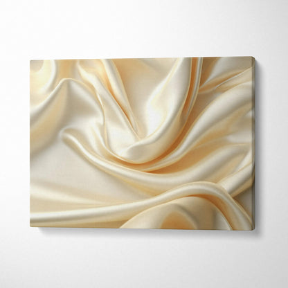 Abstract digital art canvas wall art featuring flowing cream silk texture with soft highlights and shadows.