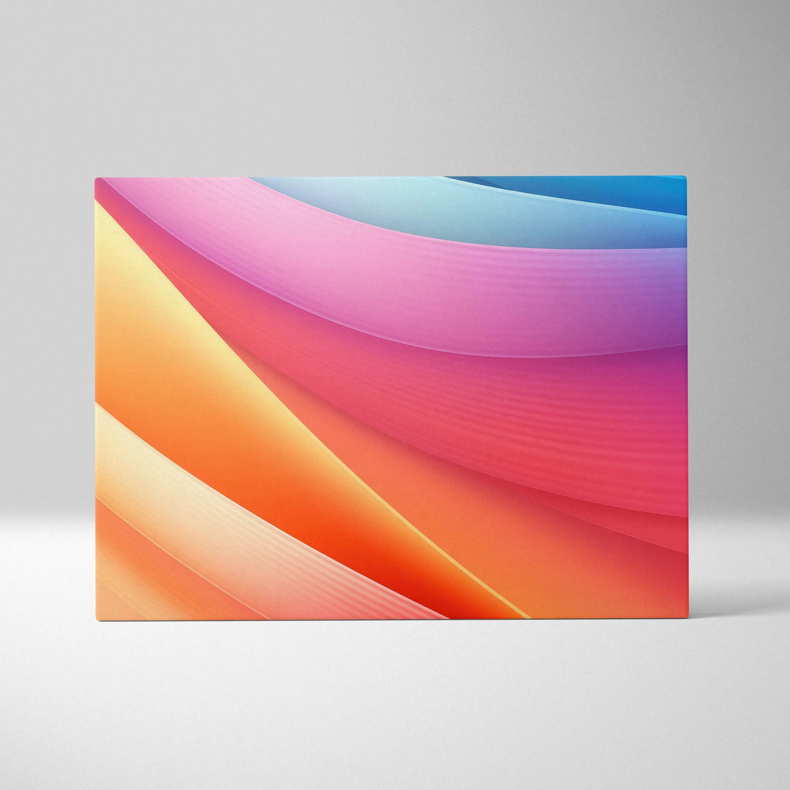 Abstract digital art canvas with smooth, flowing waves in shades of pink, orange, red, and blue.