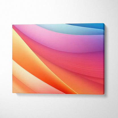 Abstract digital art canvas wall art with flowing pink, orange, and blue gradient waves.