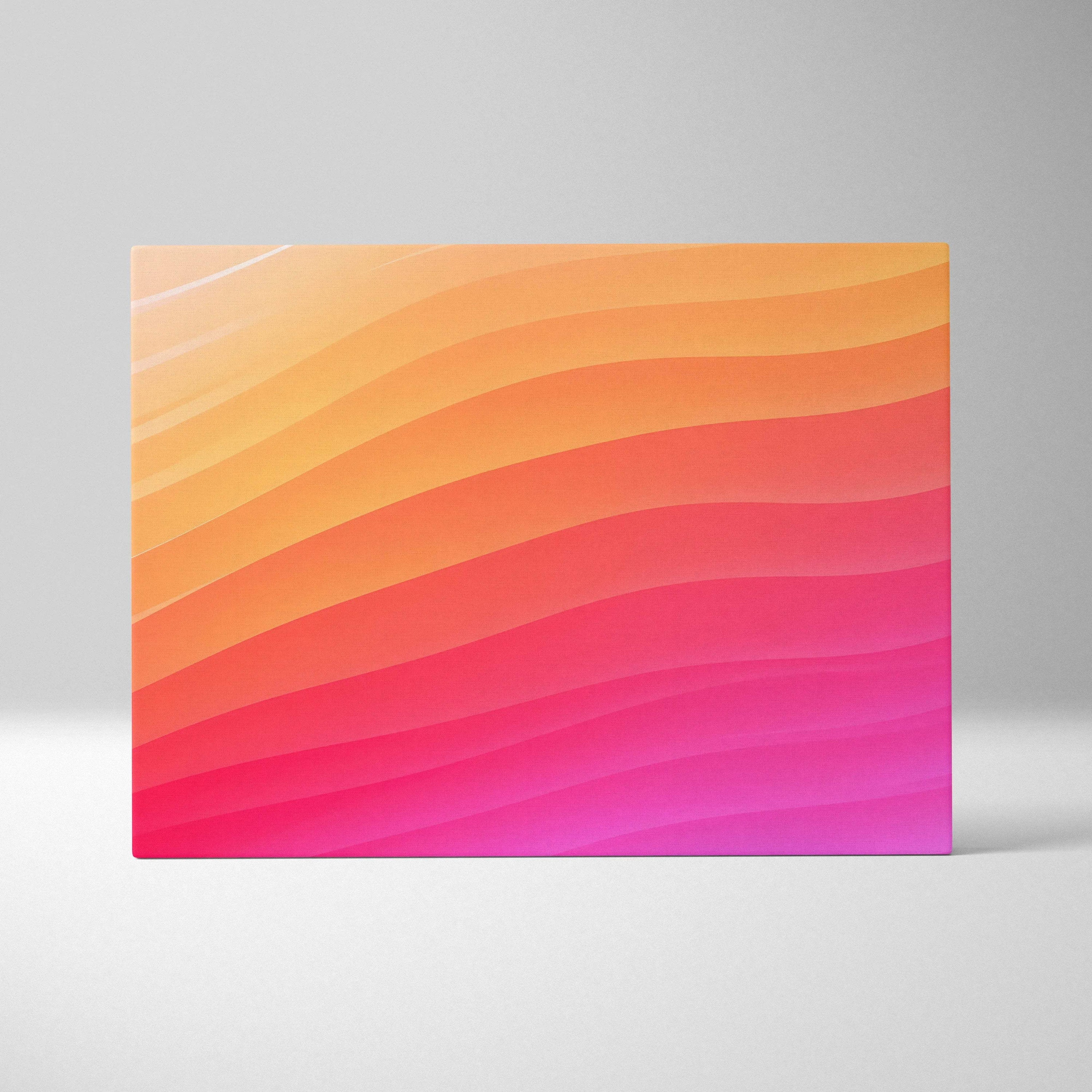 Abstract digital canvas wall art with smooth gradient waves in orange, pink, and red tones.