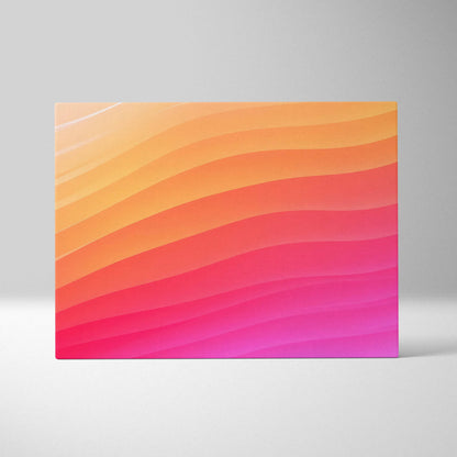 Abstract digital canvas wall art with smooth gradient waves in orange, pink, and red tones.
