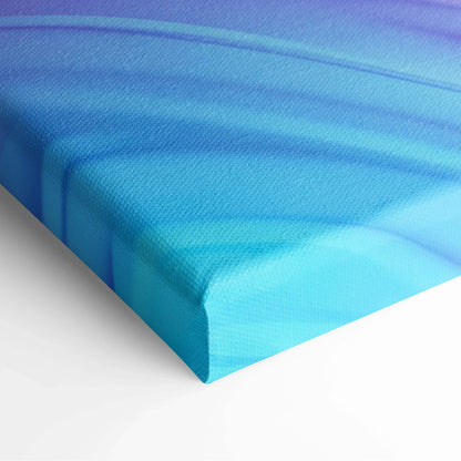 Blue and turquoise abstract digital design on a textured stretched canvas wall art.