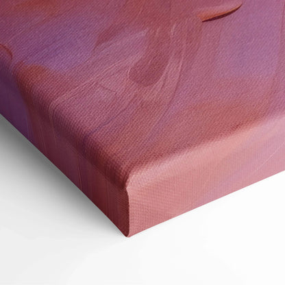Close-up of abstract digital painting on canvas with smooth pink and purple hues and textured brushstrokes.