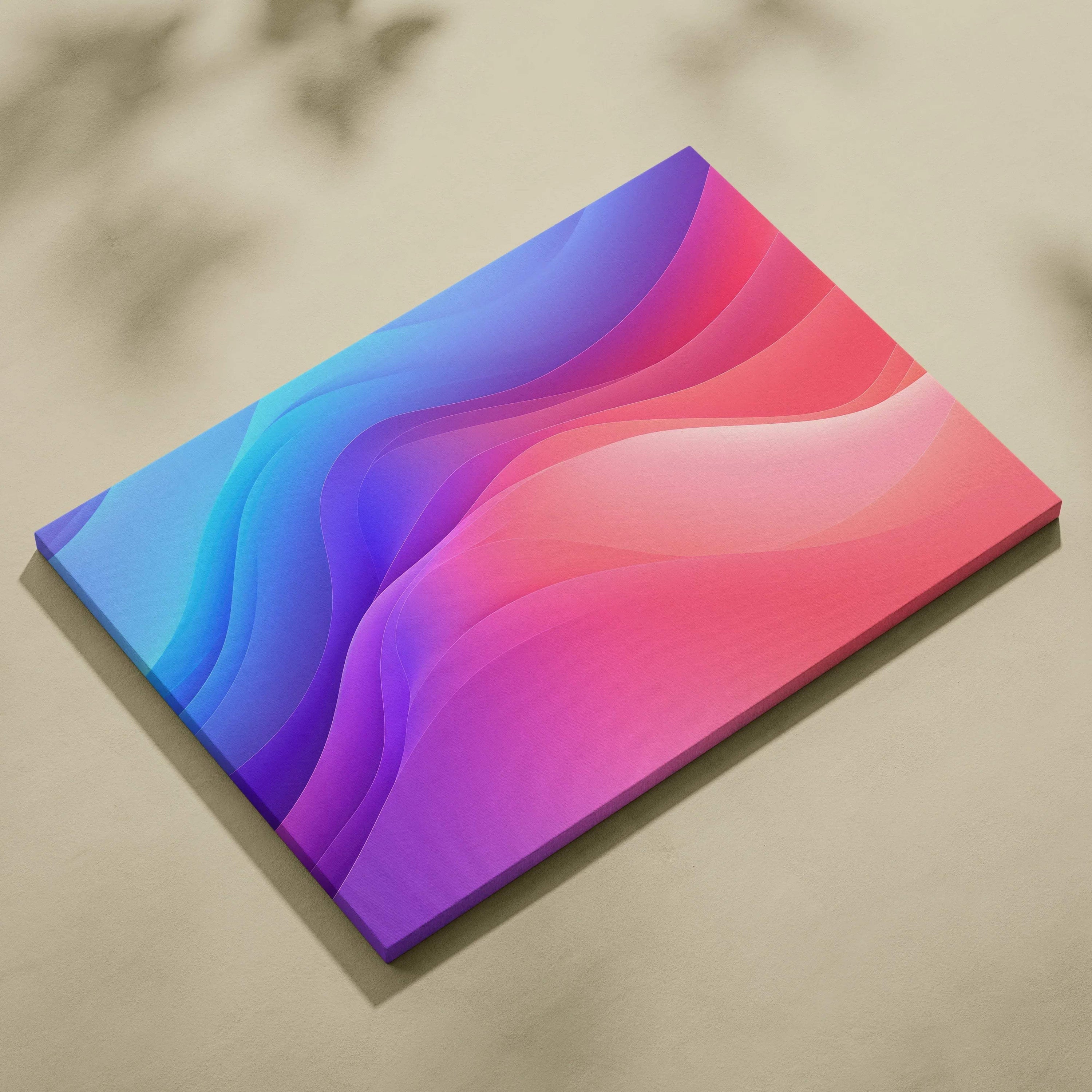 Abstract digital art canvas print with smooth flowing gradients in blue, purple, and pink tones.