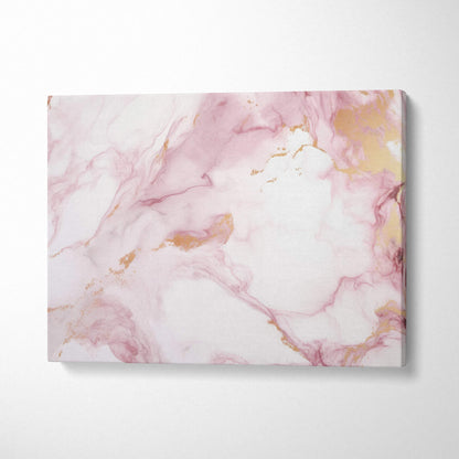 Abstract pink and gold marble pattern canvas art with soft white background wall art.